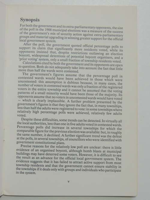 Fragile Figures?- The 1988 PWV Township Elections - Harry Mashabela