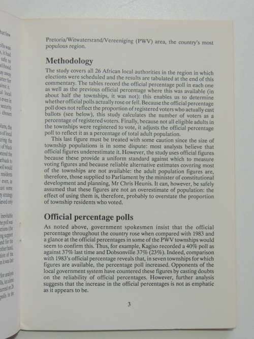 Fragile Figures?- The 1988 PWV Township Elections - Harry Mashabela