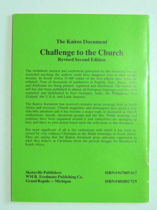 The Kairos Document Challenge To The Church