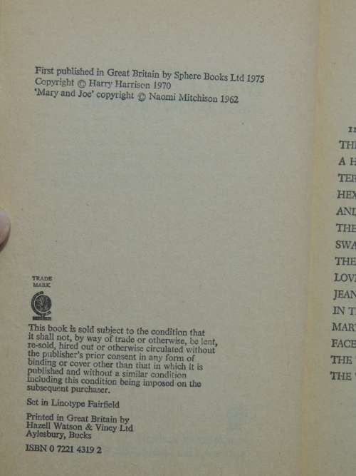 Nova One edited by Harry Harrison