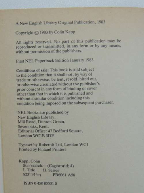 Cageworld - Star-Search No 4 - Colin Kapp