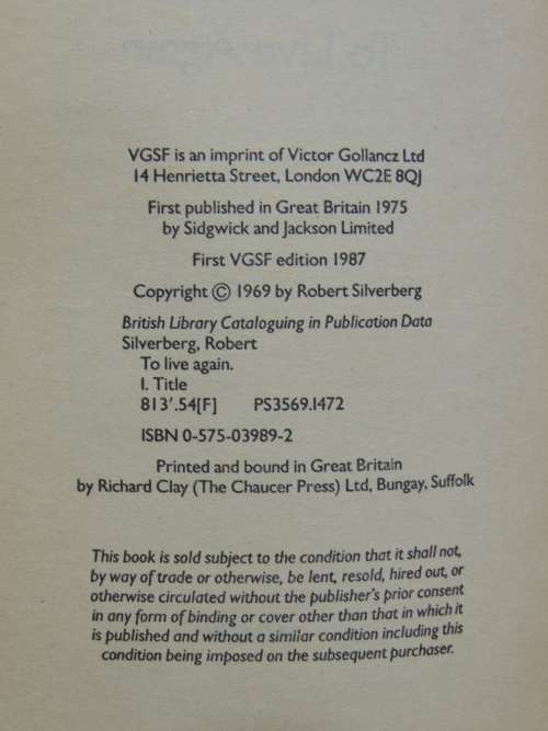 To Live Again - Robert Silverberg