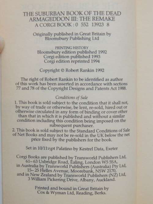The Suburban Book of the Dead - Armageddon III: The Remake - Robert Rankin