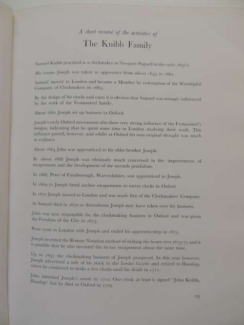 The Knibb Family Clockmakers  - Ronald A. Lee  Limited Edition  487/1000