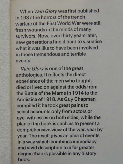 Vain Glory A Miscellany Of The Great War 1914 - 1918 - ed Guy Chapman