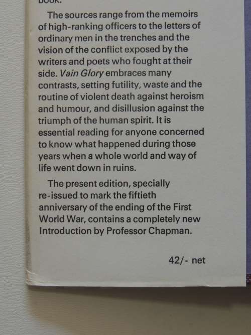 Vain Glory A Miscellany Of The Great War 1914 - 1918 - ed Guy Chapman