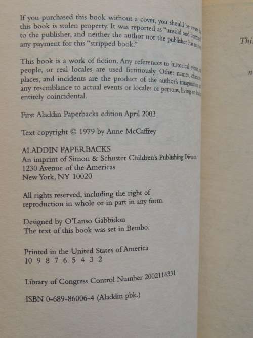 Dragondrums - Vol 3 of Harper Hall Trilogy - Anne McCaffrey