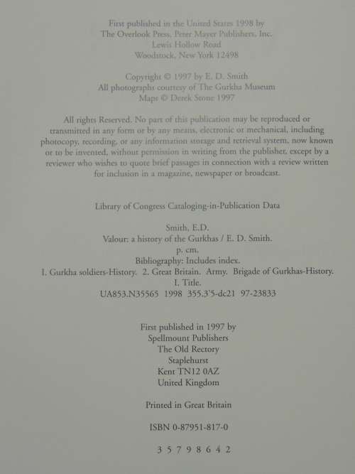 Valour  A History Of The Gurkhas - E.D. Smith