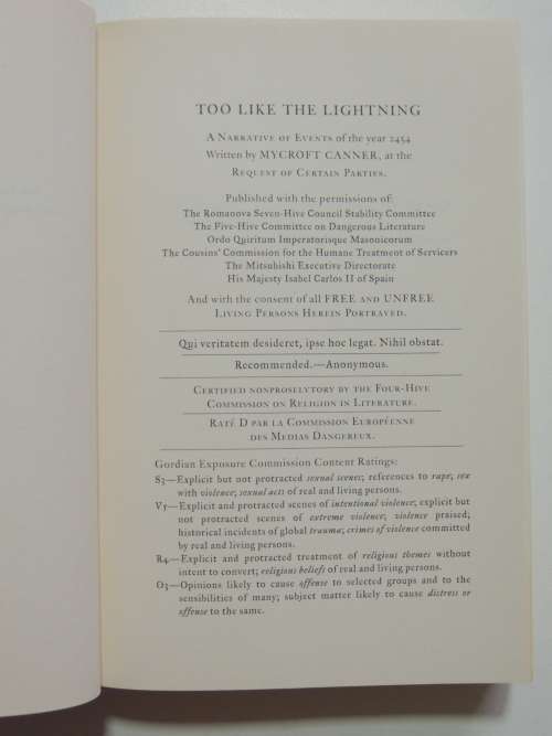Too Like The Lightning - Terra Ignota Book 1 - Ada Palmer