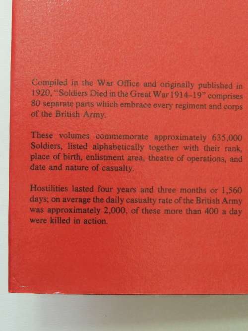 Soldiers Died In The Great War 1914-19 -  Worcestershire Regiment