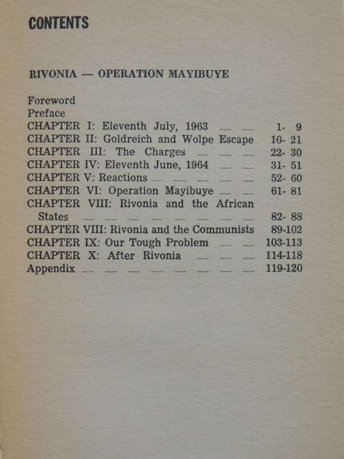 Rivonia - Operation Myibuye - A Review of the Rivonia Trial  - HHW dE Villiers 1964
