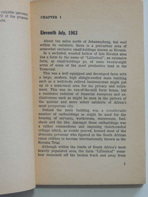 Rivonia - Operation Myibuye - A Review of the Rivonia Trial  - HHW dE Villiers 1964