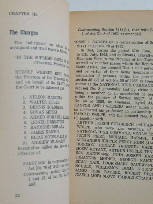 Rivonia - Operation Myibuye - A Review of the Rivonia Trial  - HHW dE Villiers 1964