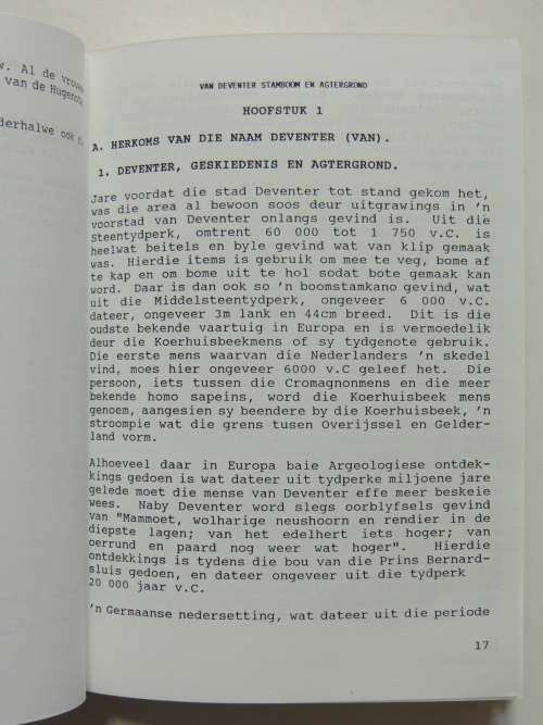 Van Deventer Stamboom en Agtergrond 1993 Boek 166 van slegs 200 - WD Van Deventer