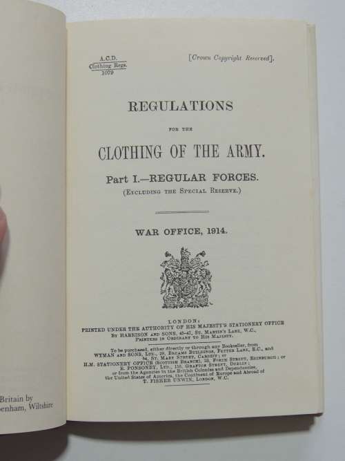 Clothing Regulations 1914 - Ray Westlake - Military Books