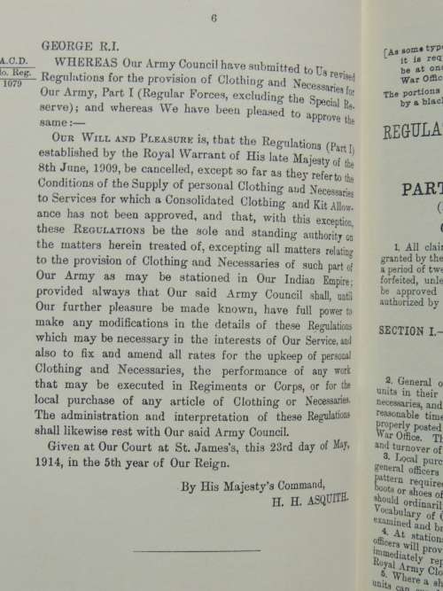 Clothing Regulations 1914 - Ray Westlake - Military Books