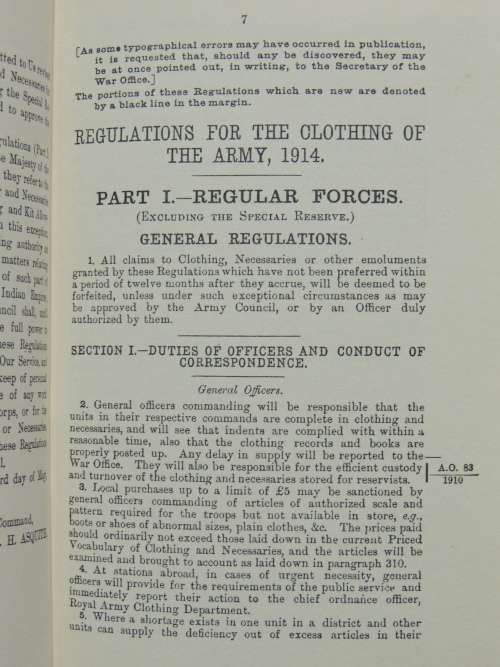 Clothing Regulations 1914 - Ray Westlake - Military Books