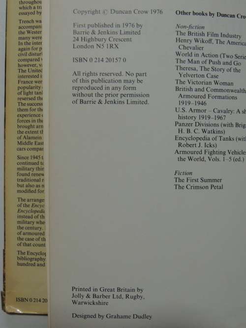 Encyclopedia of Armoured Cars - Duncan Crow, Robert J Icks