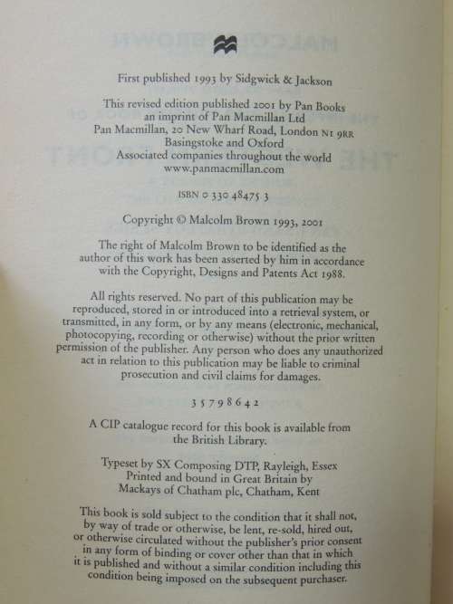 The Imperial War Museum Book Of The Western Front - Malcolm Brown