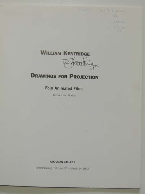 William Kentridge - Drawings for Projection - 1991 - SIGNED - SCARCE - SIGNED