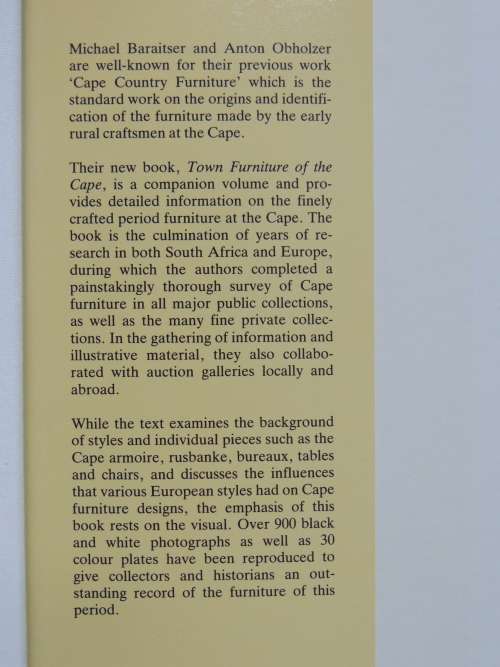 Town Furniture of the Cape- Michael Baraitser, Anton Obholzer