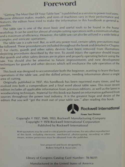 Getting the Most Out of Your Table Saw - Rockwell Publication