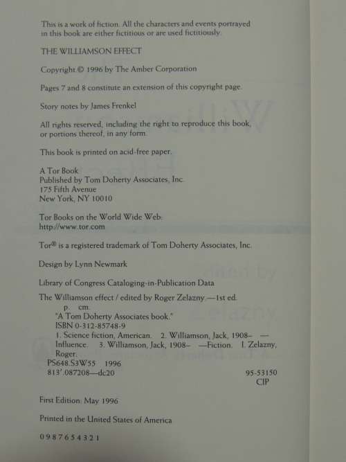 The Williamson Effect - First Edition - Ed. Roger Zelazny