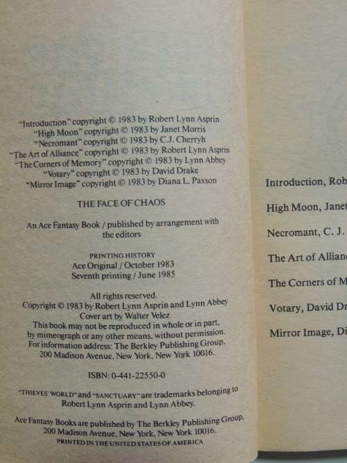 The Face of Chaos - Thieves Worls is Invaded - Ed. Robert L Asprin, Lynnn Abbey