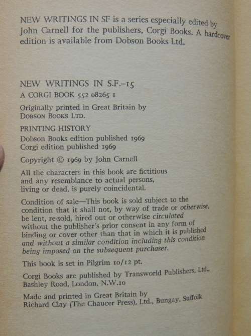 New Writings in SF 15- Ed. John Carnell