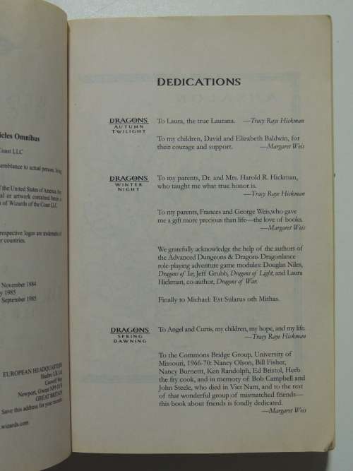 Dragonlance Chronicles, Autumn Twilight, Winter Night, Spring Dawning -Margaret Weiss, Tracy Hickman