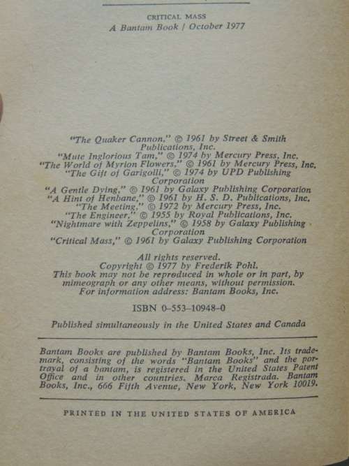 Critical Mass - Frederik Pohl, CM Kornbluth