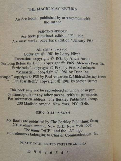 The Magic May Return - 6 Master Fantasists .... - Ed. Larry Niven