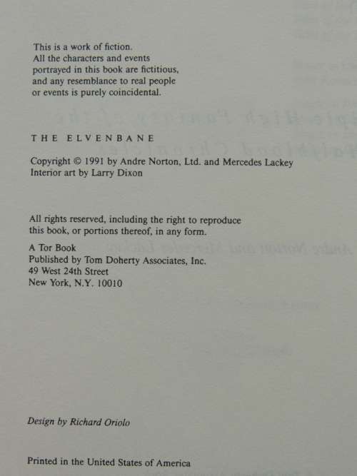The Elvenbane - Andre Norton, Mercedes Lackey - FIRST EDITION 1991