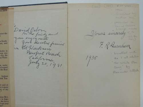 2 Volume Set: Scouting on Two Continents - Signed - FR Burnham - Bundled with The White Men Sang