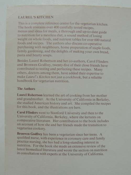 Laurel`s Kitchen - Handbook Vegetarian Cookery & Nutrition - Laurel Robertson, C Flinders, B Godfrey