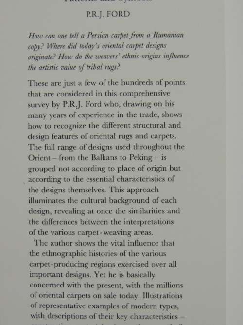 Oriental Carpet Design - A Guide to Traditional Motifs, Patterns & Symbols - PRJ Ford - INTERIOR DES