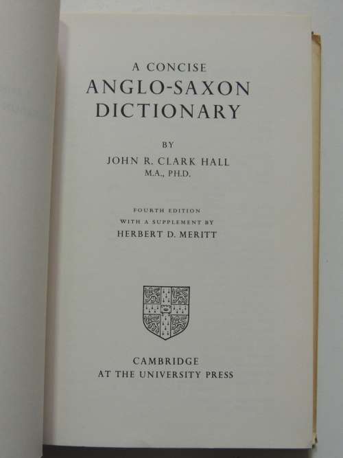 A Concise Anglo-Saxon Dictionary - 4th Edition 1975 - SCARCE