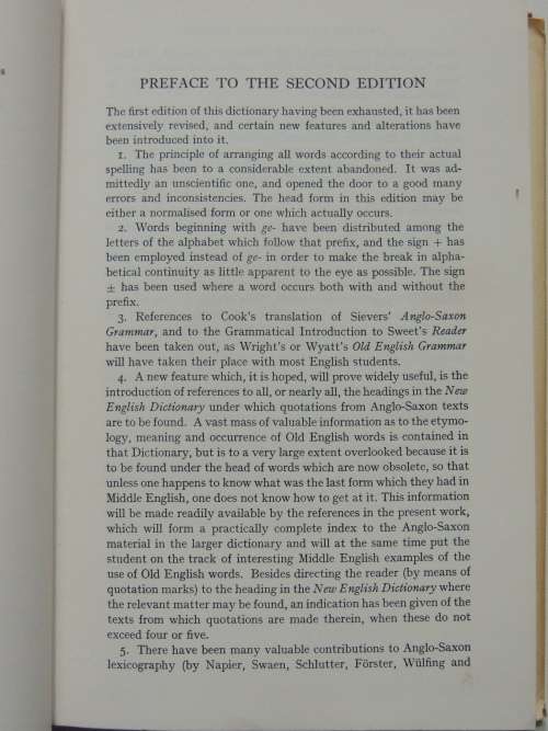 A Concise Anglo-Saxon Dictionary - 4th Edition 1975 - SCARCE