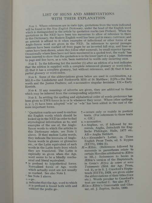 A Concise Anglo-Saxon Dictionary - 4th Edition 1975 - SCARCE