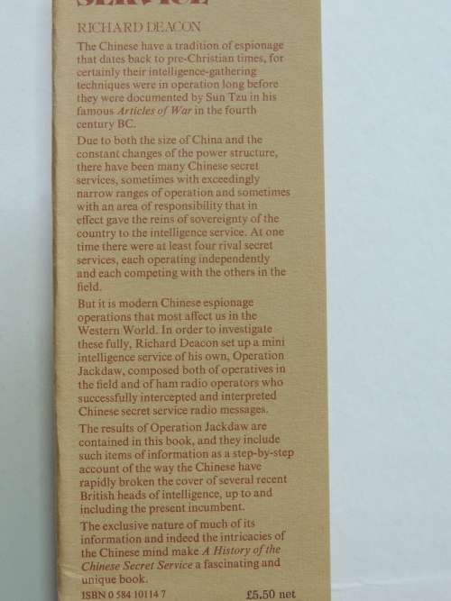 A History of the Chinese Secret Service - Richard Deacon