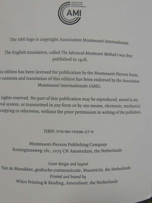 The Advanced Montessori Method Volume 1 - The  Montessori Series Vol 9 - Maria Montessori