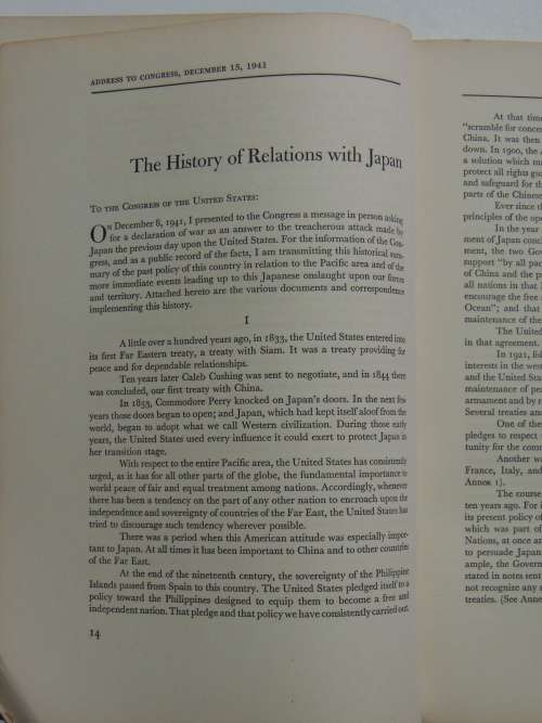 The War Messages Of Franklin D. Roosevelt  December 8, 1941 To October 12, 1942
