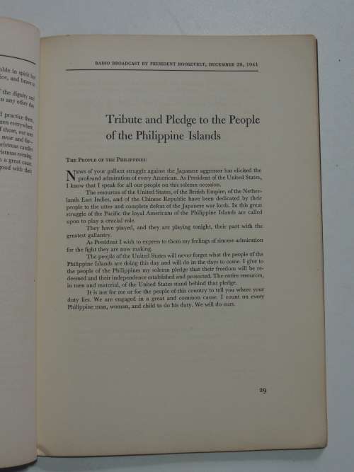 The War Messages Of Franklin D. Roosevelt  December 8, 1941 To October 12, 1942
