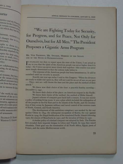 The War Messages Of Franklin D. Roosevelt  December 8, 1941 To October 12, 1942