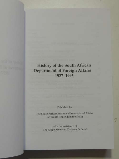 History of the South African Department of Foreign Affairs 1927 - 1993 - Ed. Tom Wheeler