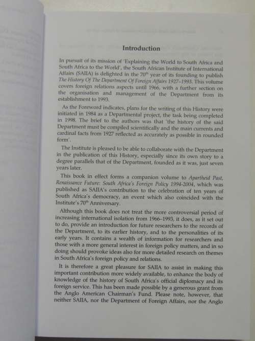 History of the South African Department of Foreign Affairs 1927 - 1993 - Ed. Tom Wheeler
