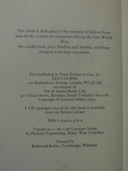 For God`s Sake Shoot Straight- Story Of Court Martial &Execution Of Sub. Lt. Edwin Dyett - L Sellers