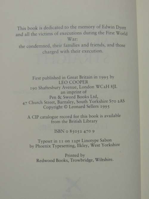 For God`s Sake Shoot Straight- Story Of Court Martial &Execution Of Sub. Lt. Edwin Dyett - L Sellers