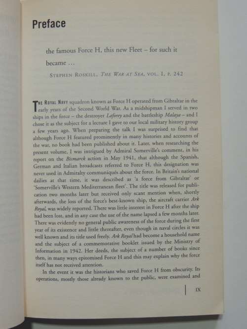 Somerville`s Force H, The Royal Navy`s Gibraltar Based Fleet, June1940 To March 1942 -Raymond Dannre