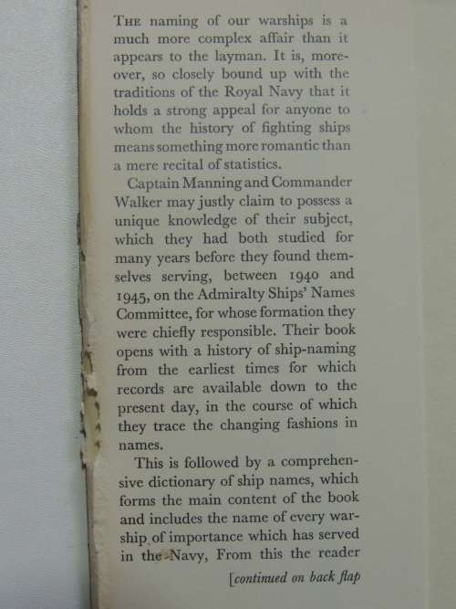 British Warship Names - Capt. T.D. Manning & Cdr. C.F. Walker